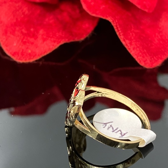 10K Yellow Gold Large Size Nugget Heart Ring - Picture 3 of 8